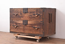 中古　美品　北海道民芸家具　落ち着きのある上品な佇まいが魅力のローボード(収納棚、サイドボード、テレビ台)(R-057044)