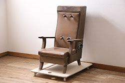 フランスアンティーク　爽やかなカラーが魅力的なペイントチェア(板座チェア、ダイニングチェア、椅子、イス、いす)(R-071995)