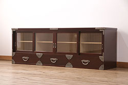 レトロ家具　昭和中期　バニラ色のペイントがお洒落な本棚(ブックシェルフ、収納棚)(R-045500)