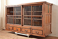 アンティーク家具　昭和初期　ペイント　シャビーシックな佇まいのサイドワゴン(テーブル、サイドテーブル、飾り台、花台)(R-042640)