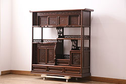 アンティーク家具　マホガニー材　シンプルな中にも品の良さが感じられるガラスケース(ショーケース、飾り棚、収納棚)(R-059614)