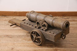 古い　島津家紋入り　大砲(オブジェ、砲台付き)(R-048633)
