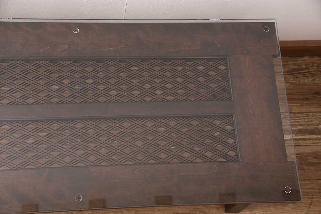ラフジュ工房オリジナル　レーザー組子入り　三重菱文様が上質な和を演出してくれるセンターテーブル(ローテーブル、サイドテーブル)(R-048634)