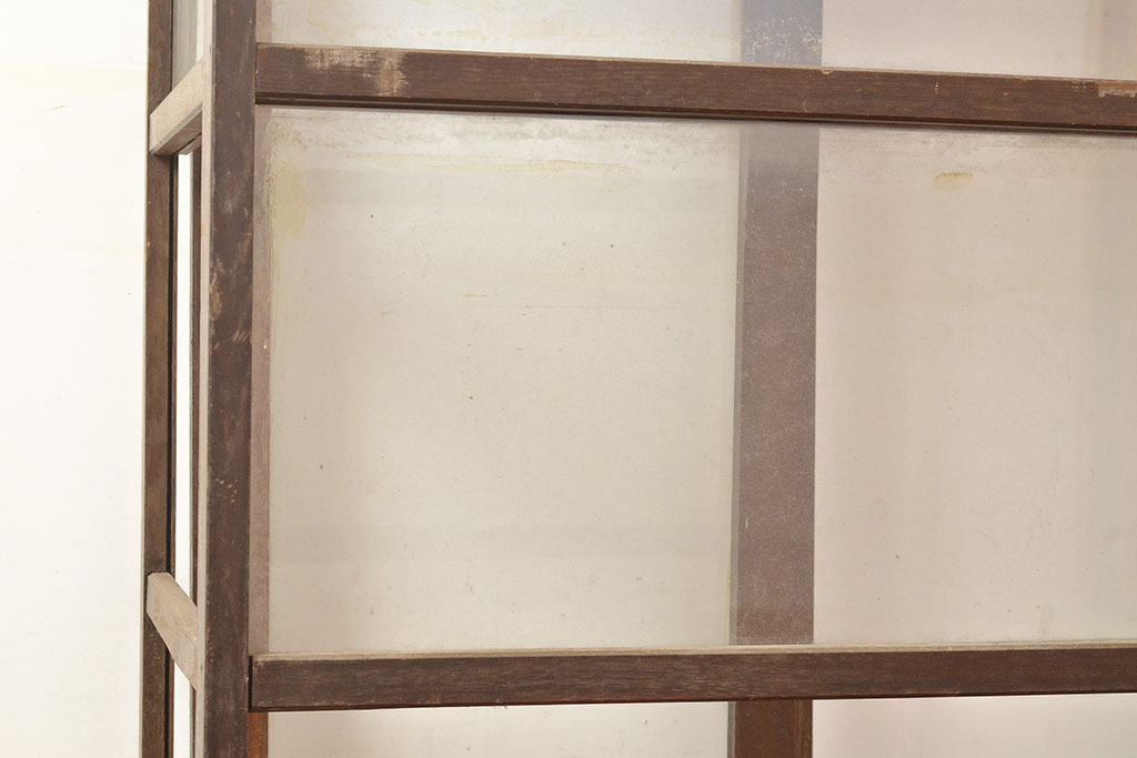 和製アンティーク　昭和レトロ　シンプルなデザインのガラスケース(陳列棚、ショーケース)(R-048737)