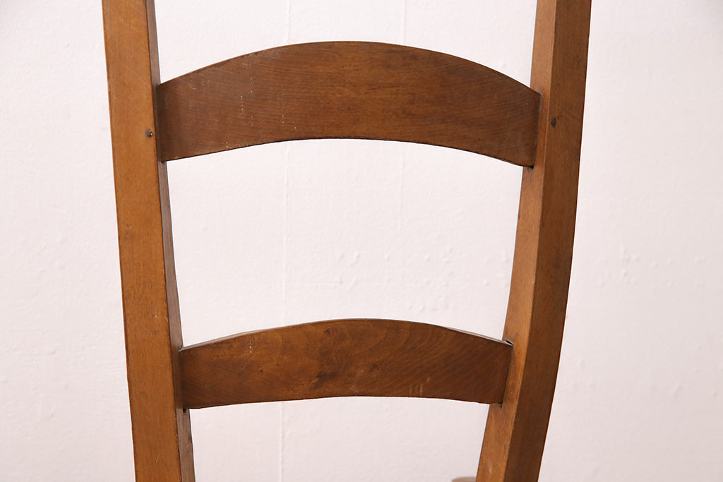 イギリスアンティーク　ビーチ材　編み座面のフレンチチャーチチェア2脚セット(椅子、ダイニングチェア)(R-048749)
