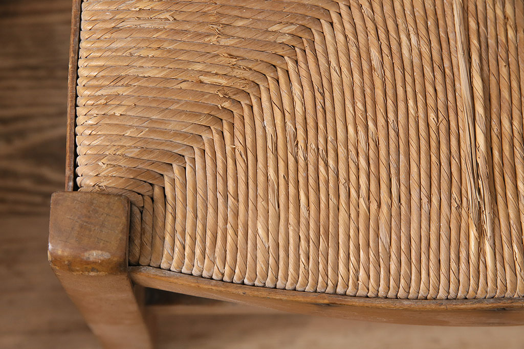イギリスアンティーク　ビーチ材　編み座面のフレンチチャーチチェア2脚セット(椅子、ダイニングチェア)(R-048852)