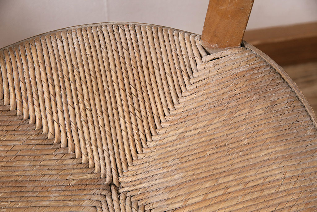 イギリスアンティーク　ビーチ材　編み座面のフレンチチャーチチェア2脚セット(椅子、ダイニングチェア)(R-048854)