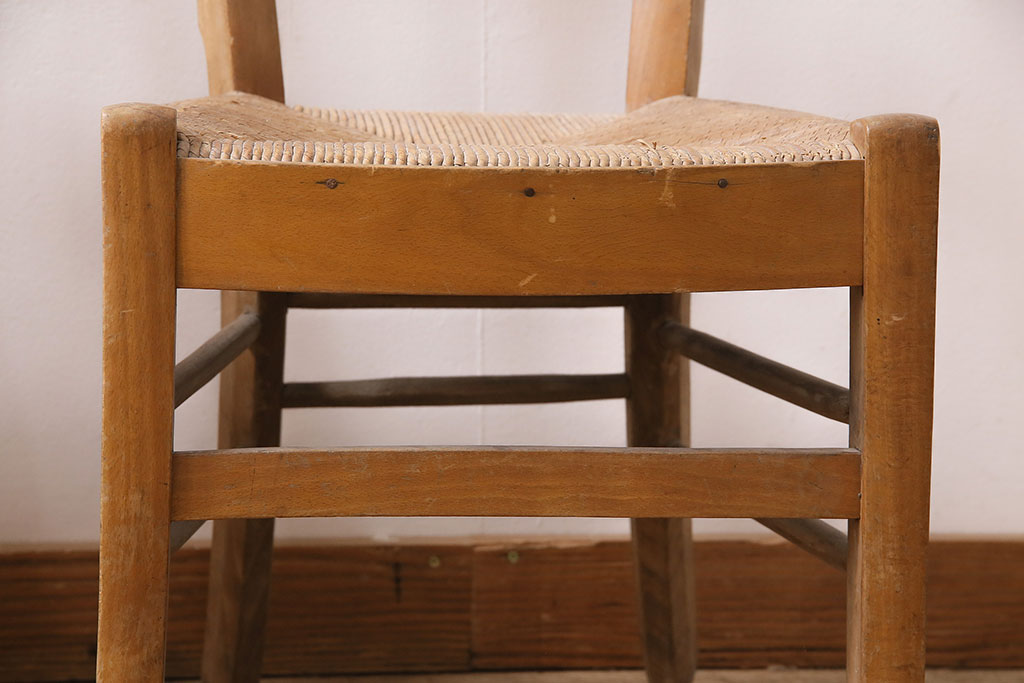 イギリスアンティーク　ビーチ材　編み座面のフレンチチャーチチェア2脚セット(椅子、ダイニングチェア)(R-048854)