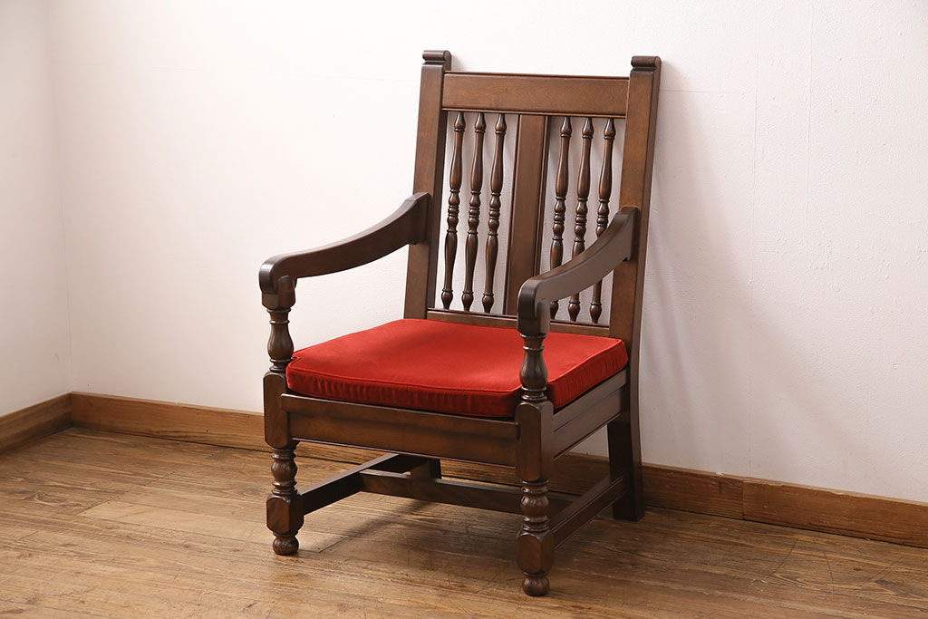 中古 美品 松本民芸家具 上品な佇まいが魅力のD型布張り椅子(ソファ