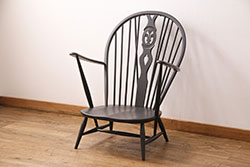 ヴィンテージ家具　ペイント　ERCOL(アーコール)　シックなカラーがお洒落な雰囲気を醸しだすラウンジチェア(椅子、アームチェア、ビンテージ)(R-049060)