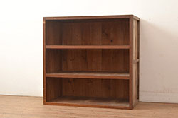 和製アンティーク　昭和初期　シンプルな木製の棚(オープンラック、収納棚、飾り棚、本棚)(R-049162)