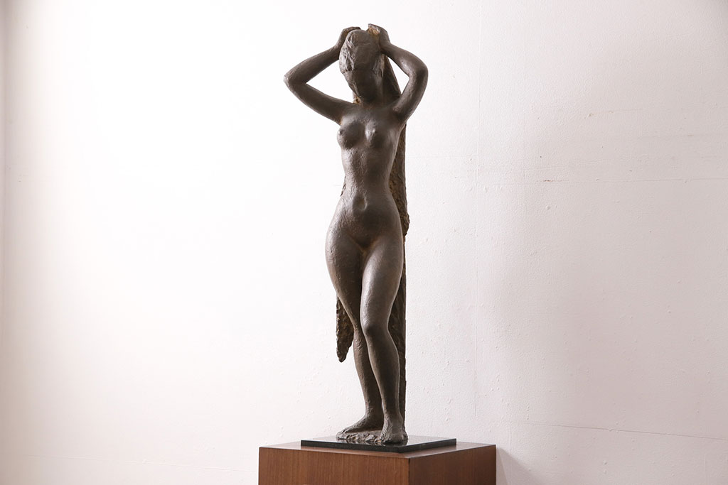 小森邦夫作「ヴエール」 裸婦像 彫刻 銅像(ブロンズ、在銘作家物)(R