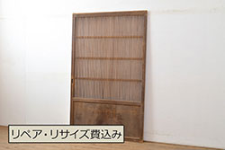 海外アンティーク　ペイント仕上げ限定　パイン材　アイアンフェンス入りの両開きドア1対2枚セット(建具、木製扉)(R-068512)