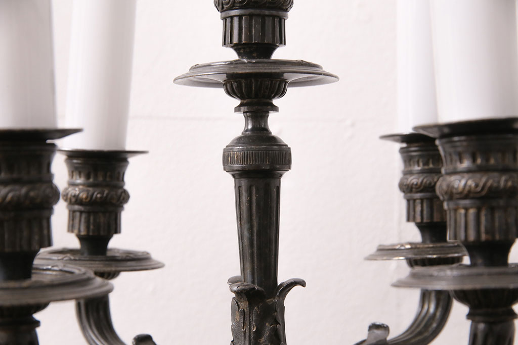 ヴィンテージ照明　フランスビンテージ　クリストフル　キャンドルスタンド型のテーブルスタンド(テーブルランプ、卓上照明)(R-050348)