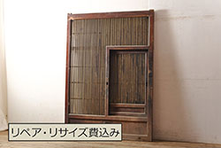 ペイント家具　シャビーな雰囲気が魅力的なペイント引き戸(ガラス戸、仕切り戸)