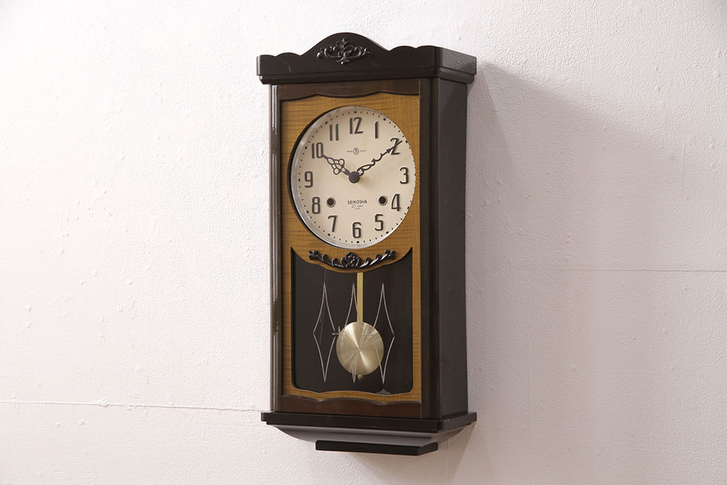 ゼンマイ式昭和レトロ振り子掛け時計 - インテリア時計