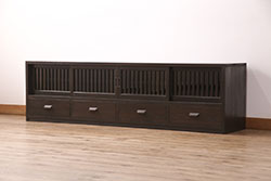 和製ビンテージ　モダンデザインが素敵な扉付きブックシェルフ(ブックケース、収納棚、戸棚、飾り棚、本棚、ディスプレイラック、ヴィンテージ)(R-071288)