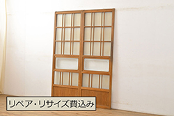 古民具・骨董　総欅材のモダンな木製面格子