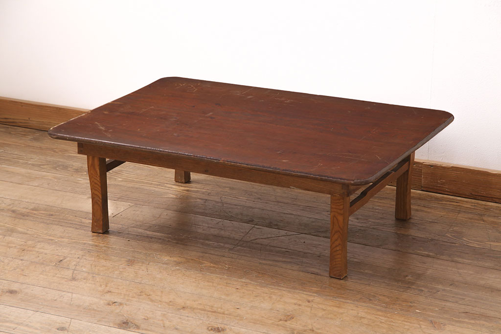 昭和レトロ 木製 折りたたみ式 卓 丸型 ちゃぶ台 座卓 センターテーブル-