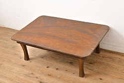 和製アンティーク　栓材　天板一枚板　味のある木目が楽しめる角ちゃぶ台(ローテーブル、座卓、折りたたみテーブル)(R-051433)