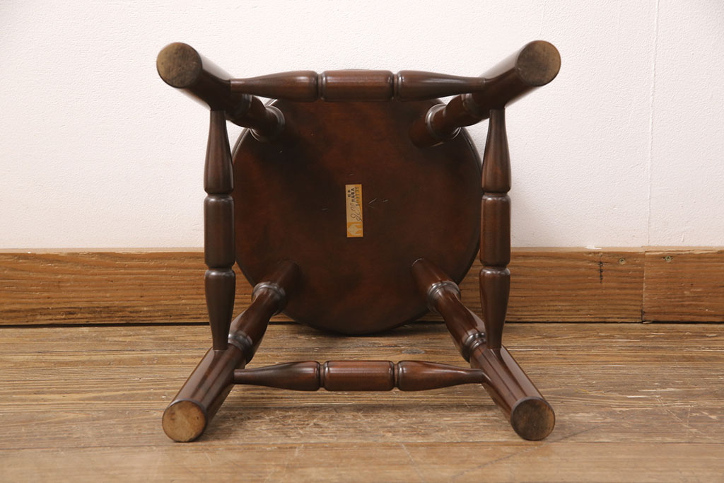 
中古　美品　松本民芸家具　花台としても活躍する温もりあふれる四脚スツール(椅子、花台)(R-051703)