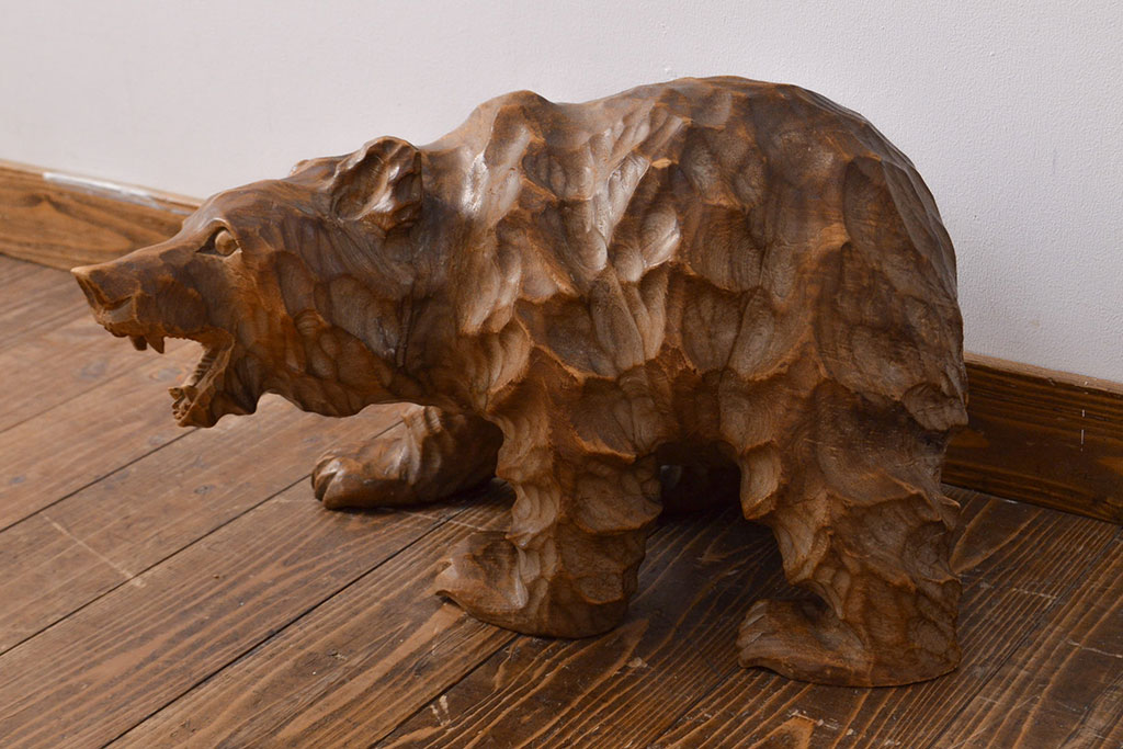 木彫り 熊 （間見谷 喜昭作）アイヌ民族 北海道 旭川 - 工芸品