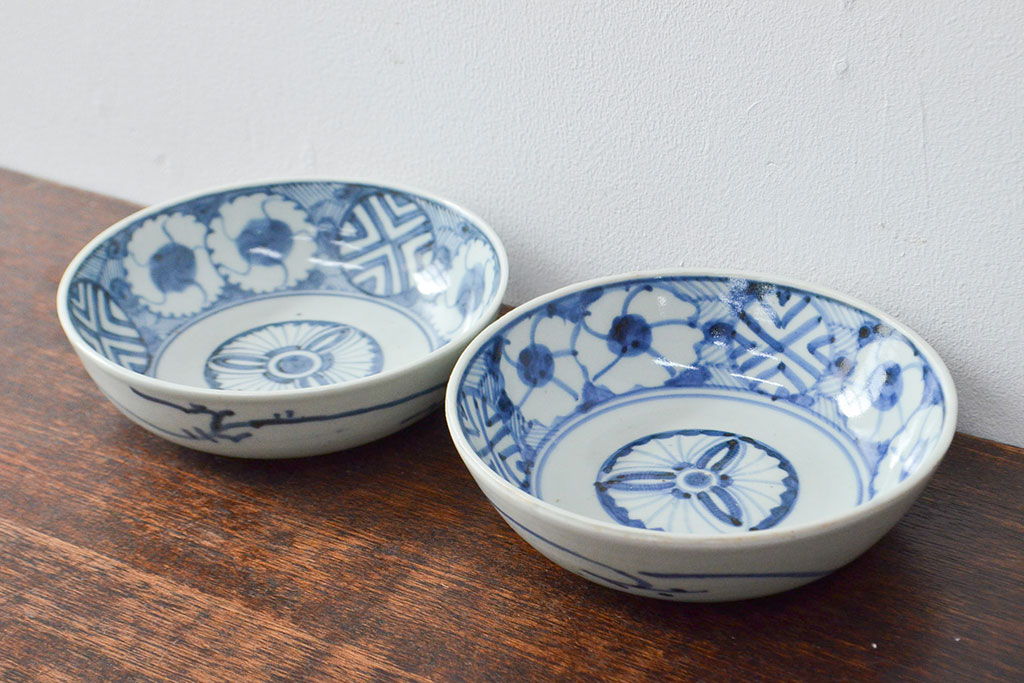 江戸期 古伊万里 花文染付なます皿2枚(和食器)(R-052059) | ラフジュ工房