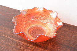 アンティーク雑貨　明治大正期　薄紫色　切子ガラスのボウル(和食器)
