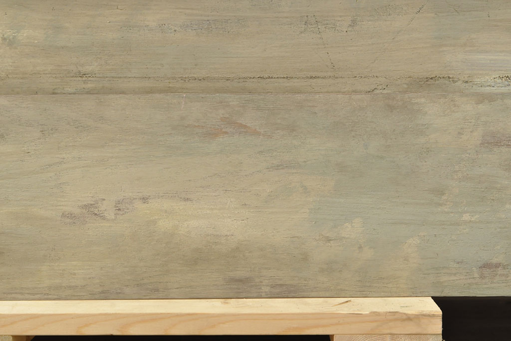 フランスアンティーク　大理石天板　歴史を感じさせるデザインと雰囲気が味わい深いシャビーなカウンターテーブル(コンソールテーブル、引き出し、作業台)(R-052844)