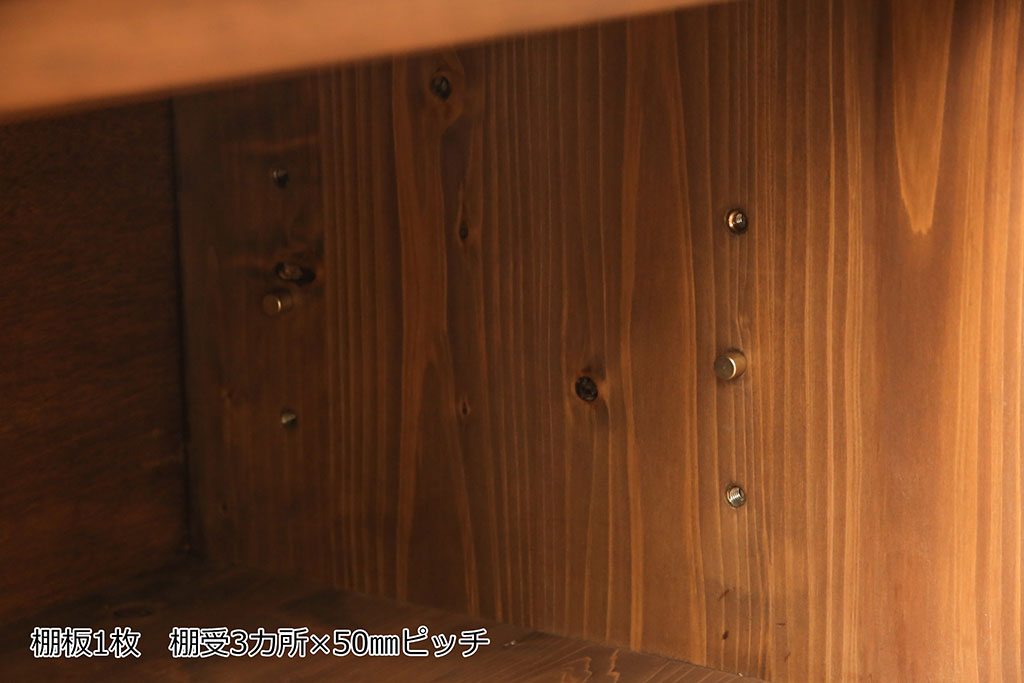 ラフジュ工房オリジナル　古建具リメイク　組子風デザインの扉が空間のアクセントにもなるテレビボード(テレビ台、ローボード、収納棚、戸棚)(R-052992)