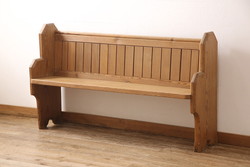 イギリスビンテージ　パイン材　ナチュラルスタイルにおすすめのチャーチベンチ(長椅子、木製ベンチ、ベンチ、ヴィンテージ)(R-053153)