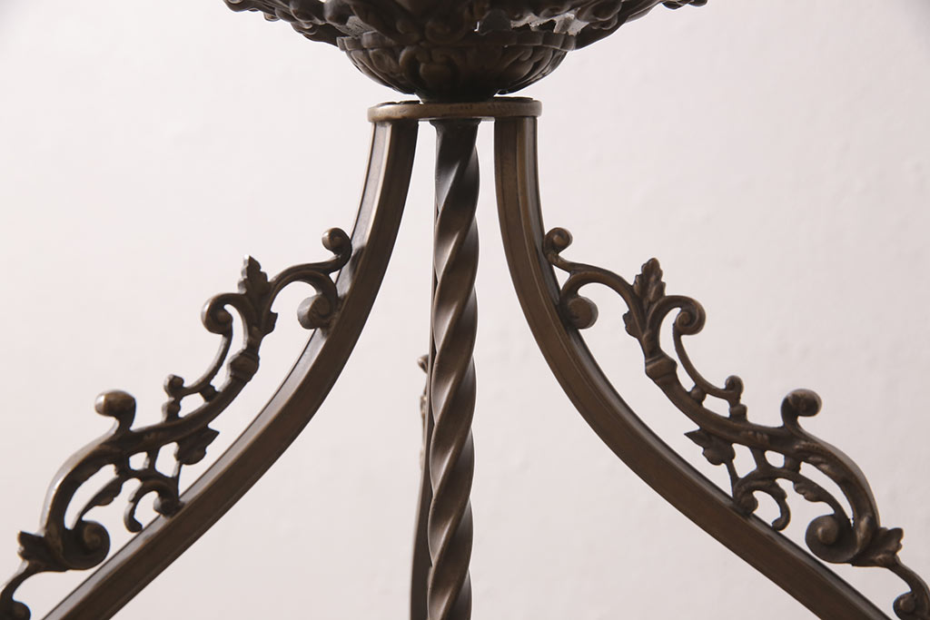 イギリスビンテージ　ブラケットの美しいシルエットが目を引く真鍮照明(天井照明、ペンダントライト、ヴィンテージ)(R-053414)